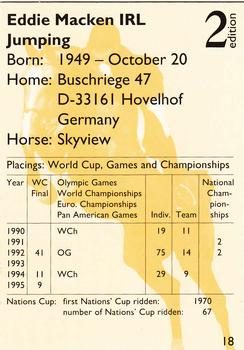 1995 Collect-A-Card Equestrian #18 Eddie Macken / Skyview Back